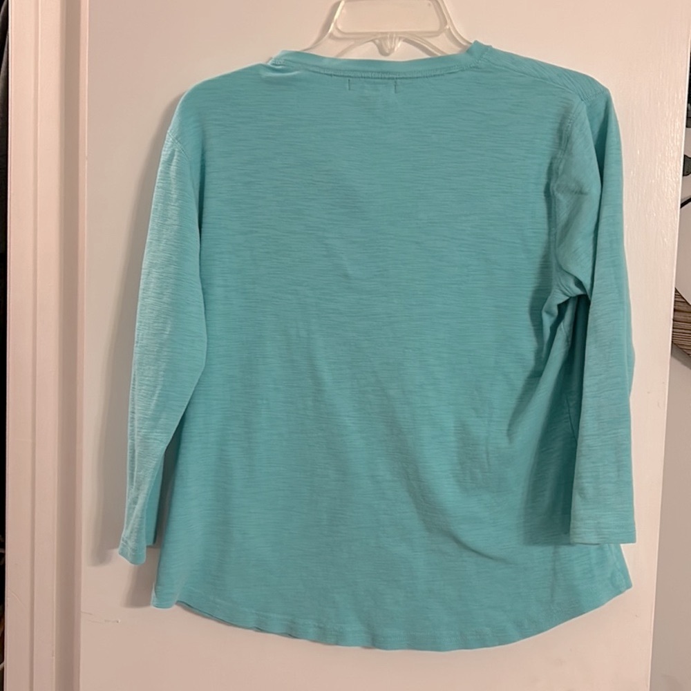 Chaps Teal Henley top with 3/4 sleeves size L - Picture 2 of 3